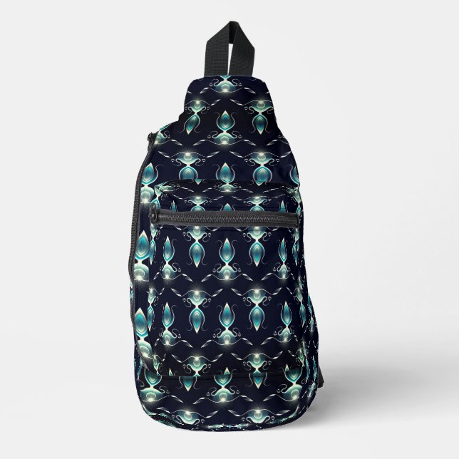 Classy Look of Blue Gems with Glowing Light Sling Bag (Front)