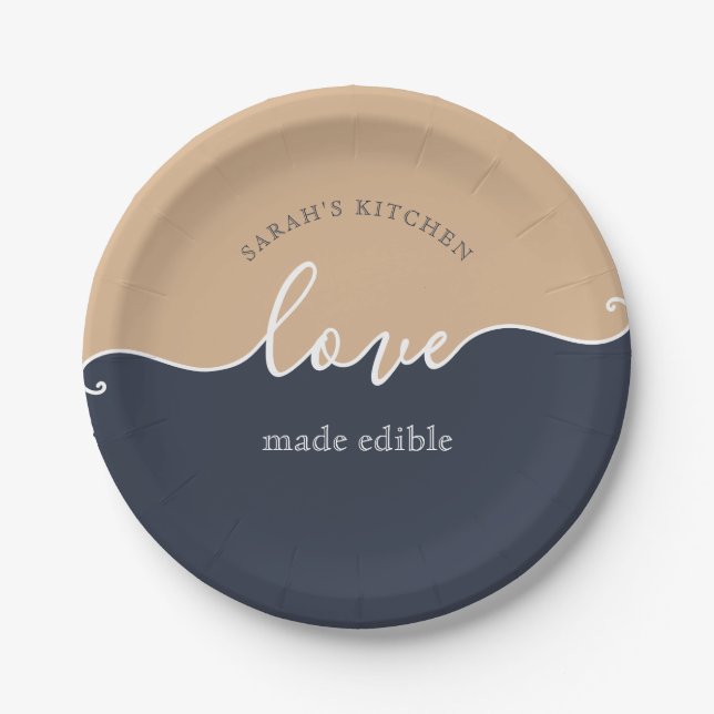 Classy Love made Edible Script  Paper Plate (Front)