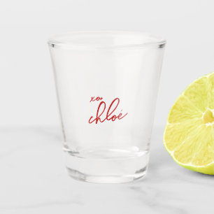 Classy Love “Your Name” Red Typography Shot Glass