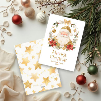 Classy Luxury Christmas Cute Santa Claus Holiday Card