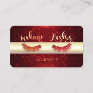 Classy Luxury Elegant , Glitter Lashes, Red Bokeh Business Card