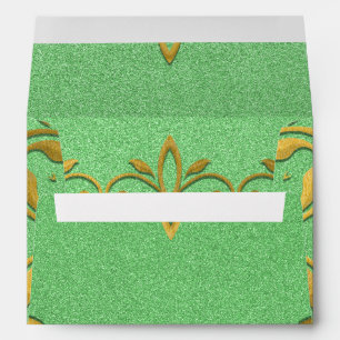 Classy Luxury Elegant Gold And Green Custom Envelope