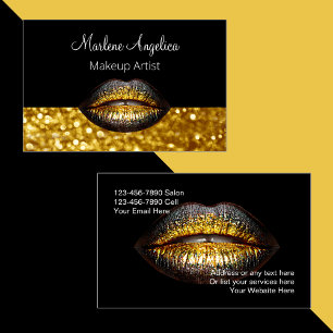 Classy Makeup Artist Glitzy Lips Business Card
