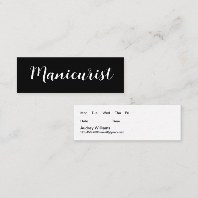 Classy Manicurist Appointment Business Cards (Front/Back)