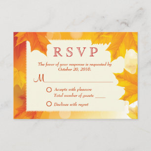 Classy Maple Leaves Fall Wedding RSVP Card