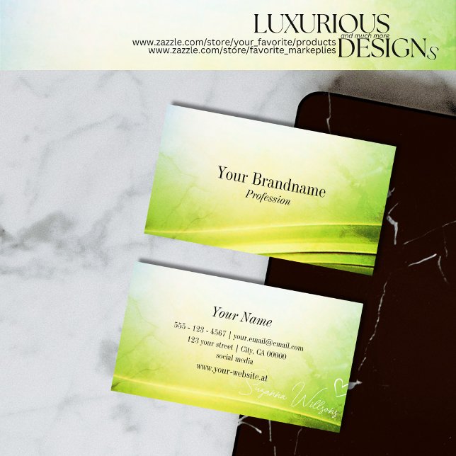 Classy Marble Green Curved Decor Exquisite Superb Business Card (Creator Uploaded)