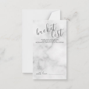 Classy Marble Modern Script Wedding Bucket List Advice Card