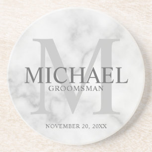Classy Marble Personalised Groomsmen Coaster