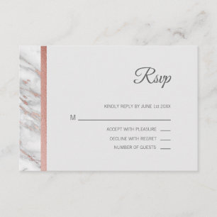 Classy Marble Rose Gold Foil RSVP Menu Wedding