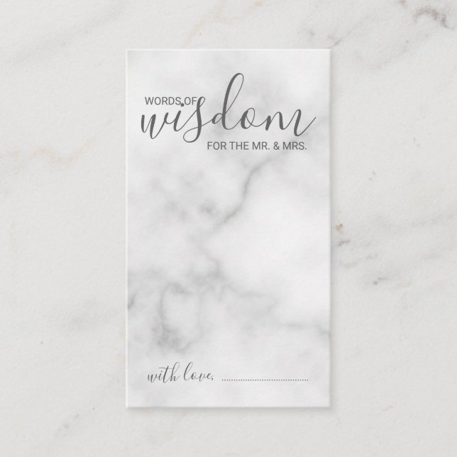 Classy Marble Wedding Advice and Wishes Card (Front)
