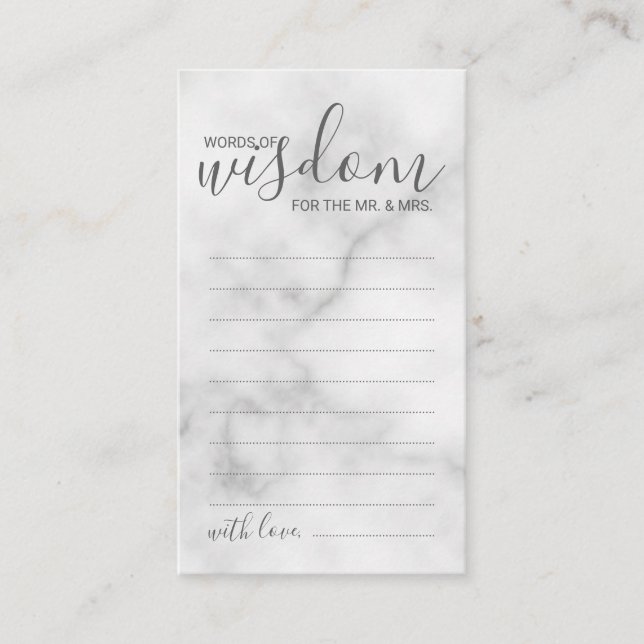 Classy Marble Wedding Advice and Wishes Card (Front)