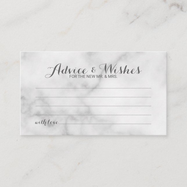 Classy Marble Wedding Advice and Wishes Card (Front)
