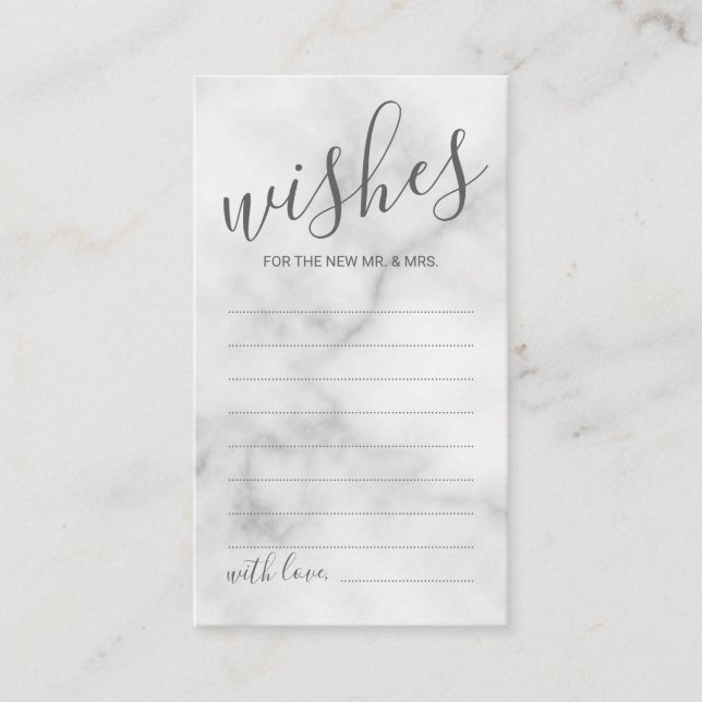 Classy Marble Wedding Advice and Wishes Card (Front)