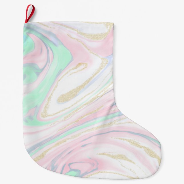 Classy marbleised abstract design large christmas stocking (Front)