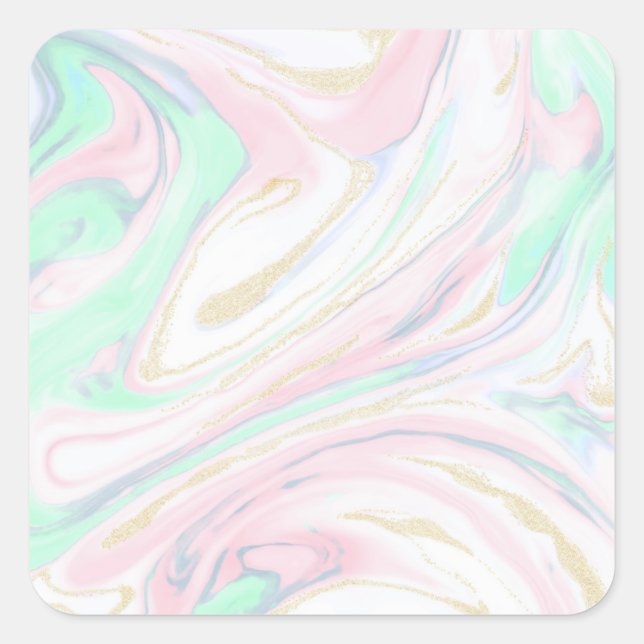 Classy marbleised abstract design square sticker (Front)