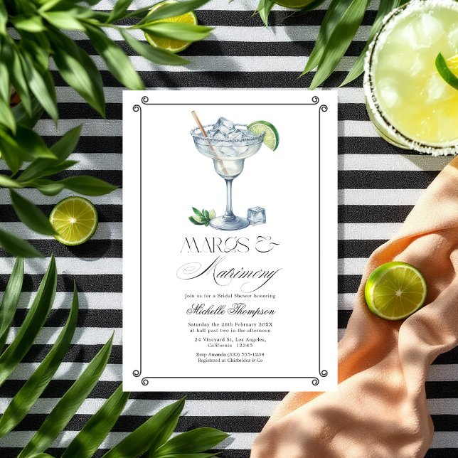Classy Margs & Matrimony Margarita Bridal Shower Invitation (Classy Margs & Matrimony Margarita Bridal Shower Invitation)