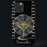 Classy Martini Cocktail Glass Personalised iPhone 13 Pro Max Case<br><div class="desc">A glamourous and fun cocktail glass design creates an eye-catching phone case, the neat little martini glass even comes complete with an olive! A very unique and stylish gift idea that would be great for those that love cocktail parties or work in the hospitality industry. Personalise it with a name...</div>