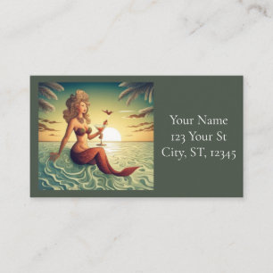 Classy Martini Mermaid Thunder_Cove Business Card