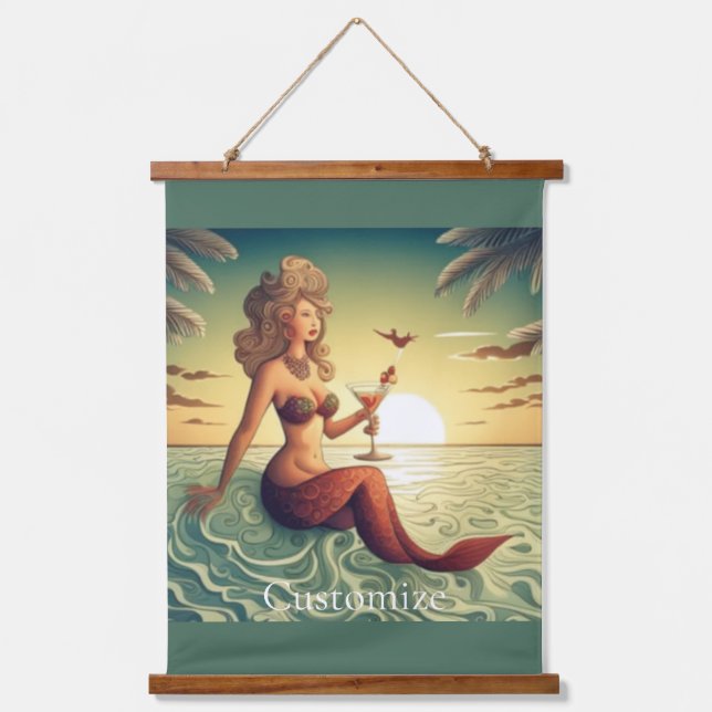 Classy Martini Mermaid Thunder_Cove  Hanging Tapestry (Front)