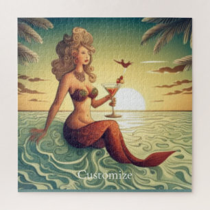 Classy Martini Mermaid Thunder_Cove  Jigsaw Puzzle