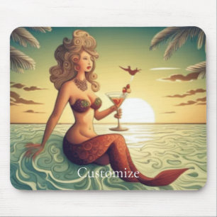 Classy Martini Mermaid Thunder_Cove  Mouse Pad