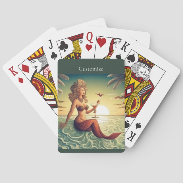 Classy Martini Mermaid Thunder_Cove  Playing Cards (Back)
