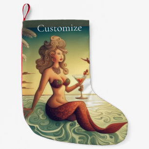 Classy Martini Mermaid Thunder_Cove  Small Christmas Stocking