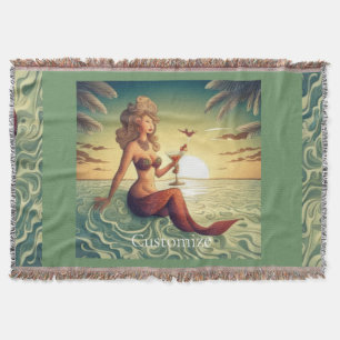 Classy Martini Mermaid Thunder_Cove Throw Blanket