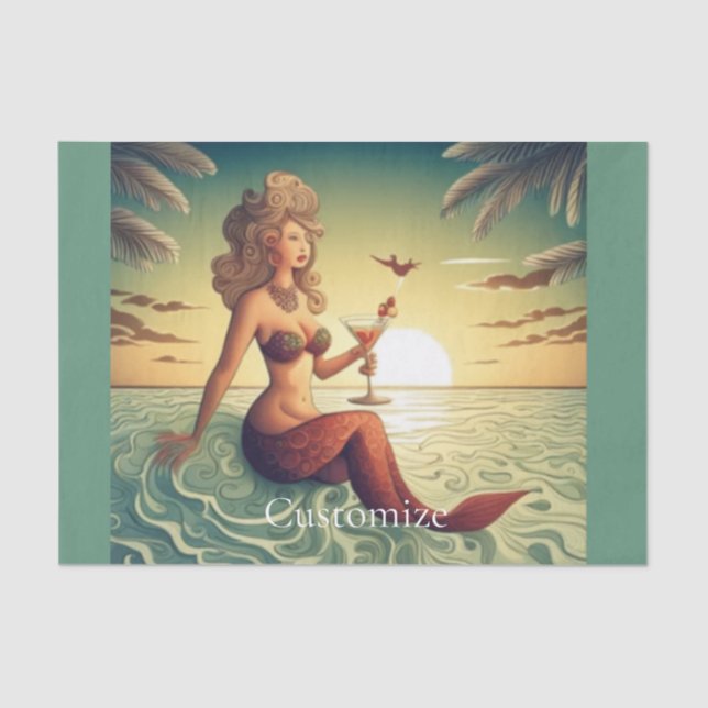 Classy Martini Mermaid Thunder_Cove  Tissue Paper (Front)