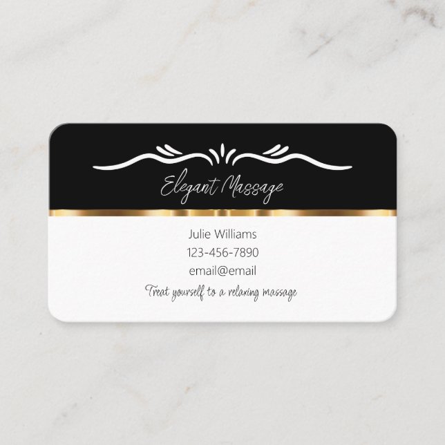 Classy Massage Therapist Elegant Business Cards (Front)