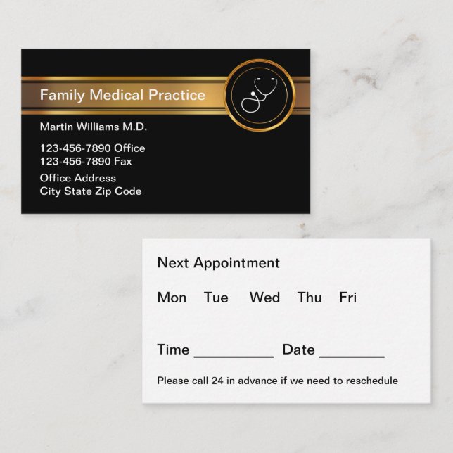 Classy Medical Appointment Cards Budget Bulk (Front/Back)