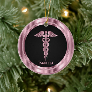 Classy Medical 👨‍⚕️ - Black and Pink Ceramic Tree Decoration