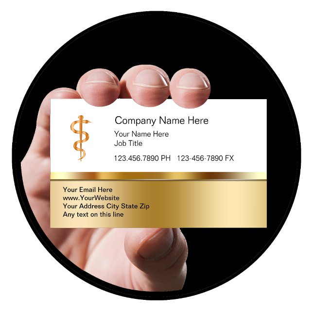 Classy Medical Business Cards With Asclepius Staff (Creator Uploaded)