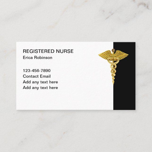 Classy Medical Visiting Registered Nurse Theme Business Card (Front)