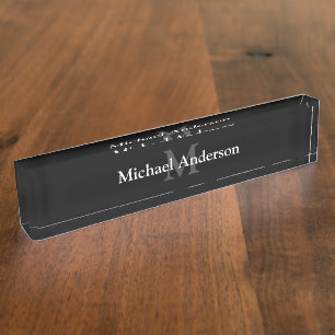 Classy Mens Monogram Executive Nameplate