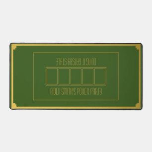 Classy Men's Texas Hold'em Green Gold Poker Table Desk Mat