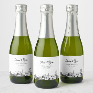 Classy Mesa Arizona Wedding Favour Custom Mini Sparkling Wine Label