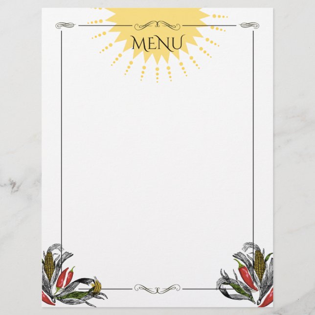 Classy Mexican corn peppers menu letterhead (Front)
