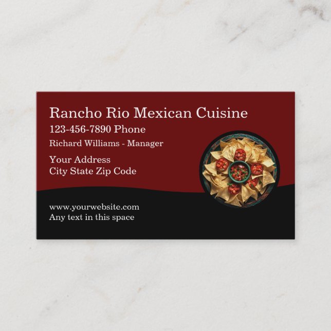 Classy Mexican Restaurant Theme Business Cards (Front)