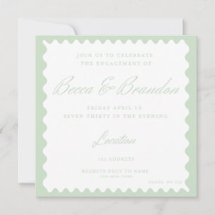 Classy Minimalist Green Engagement Party Invite 