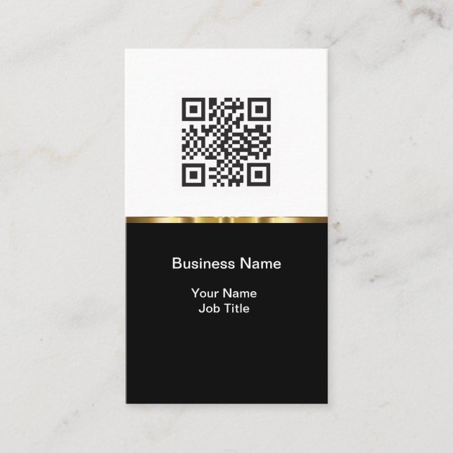 Classy Minimalist QR Code Template Business Cards (Front)