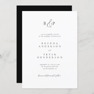 Classy Minimalist Typography Black & White Wedding Invitation