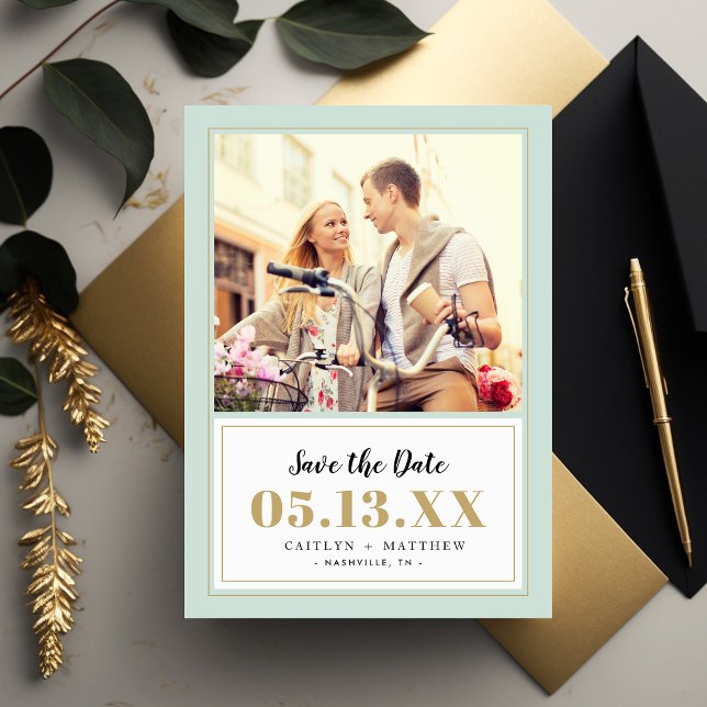Classy Mint and Gold Photo Save the Date (Creator Uploaded)