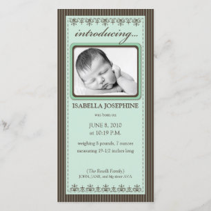 Classy Mint Green Customised Birth Announcement