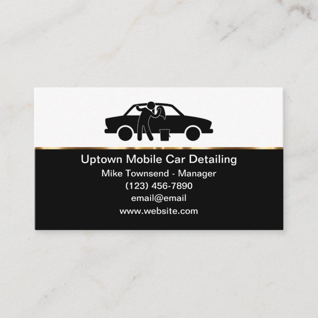 Classy Mobile Automotive Car Detailing Business Card (Front)