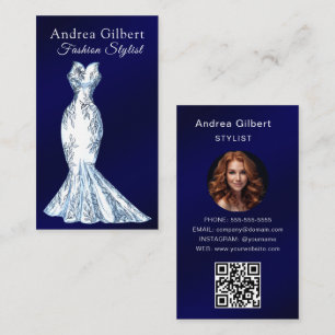 Classy Mod Fashion Girl Boutique Stylist QR CODE Business Card