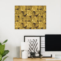 Classy Modern Abstract Leaves Art Pattern Gold