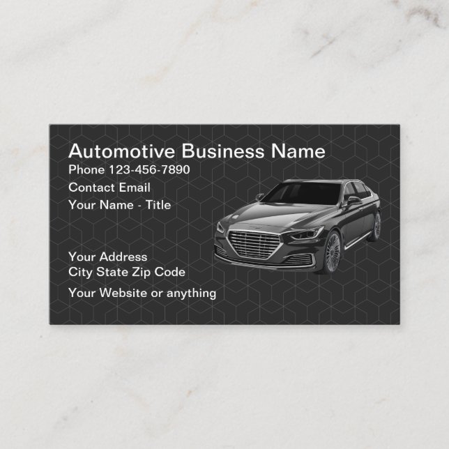 Classy Modern Automotive Business Cards (Front)