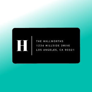 Classy Modern Black & White Return Address Label