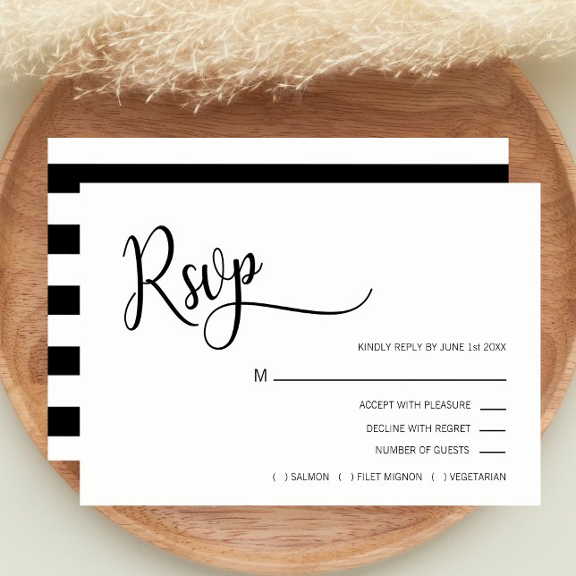 Classy Modern Black & White RSVP Menu Wedding (Creator Uploaded)